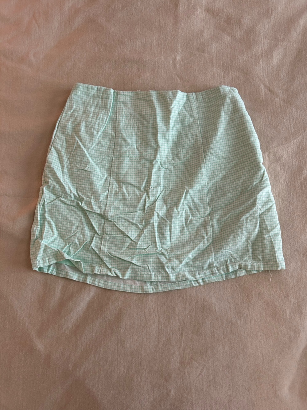 Light Mint Green Check Cotton Skirt